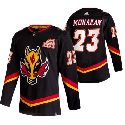 Calgary Calgary Flames #23 Sean Monahan Black Men's Adidas 2020-21 Reverse Retro Alternate NHL Jersey Men's